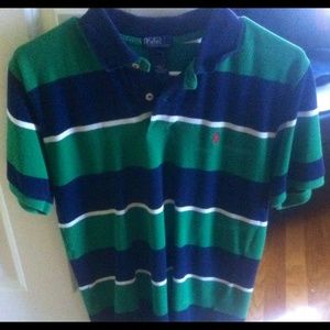 Ralph Lauren Green/Navy/White Striped Polo