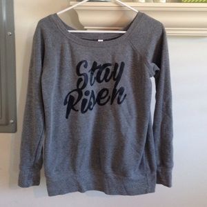 Off the shoulder grey sweatshirt :)