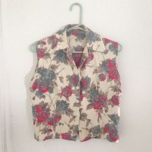 Vintage floral crop button up