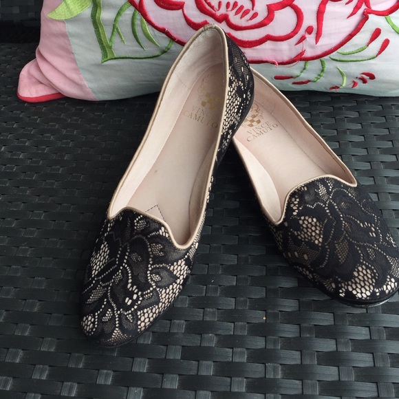 Vince Camuto Shoes - Vince Camuto black and light pink lace loafers. 6