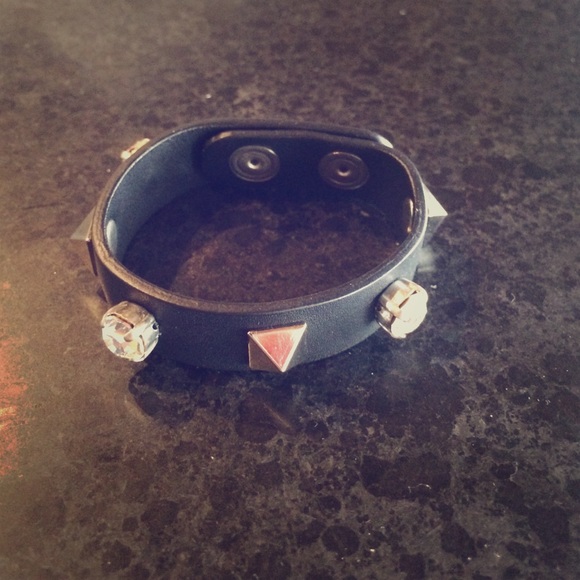 Le Silla leather rhinestone pyramid stud bracelet