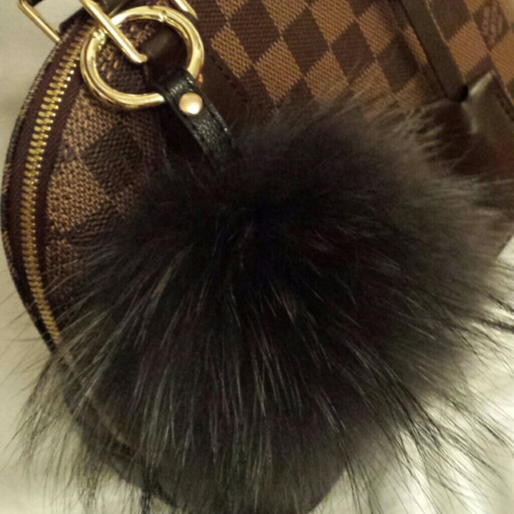 Coffee Blakish Gray Fur Ball Keycharm