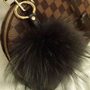 Coffee Blakish Gray Fur Ball Keycharm