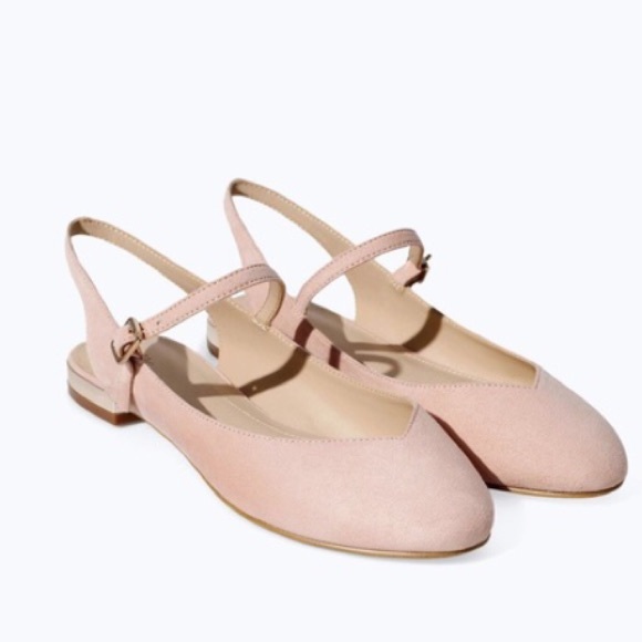 NWT Zara Slingback Ballerina Shoes Pink