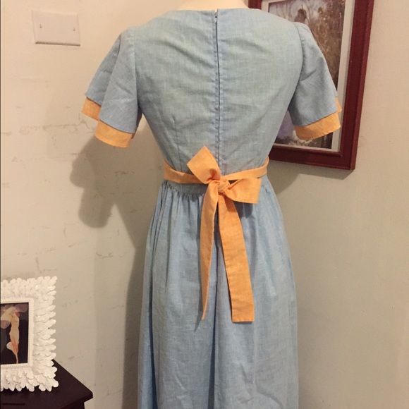 Late 60s early 70s blue chambray maxi dress - Picture 4 of 4