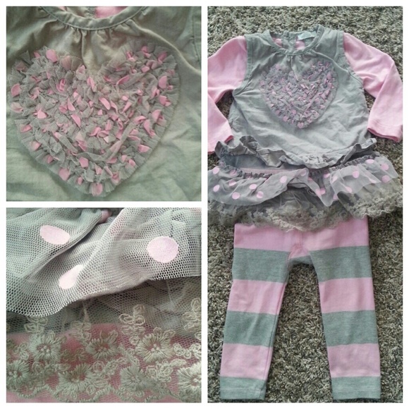 Petit Lem 9 months boutique tulle top / knit pants