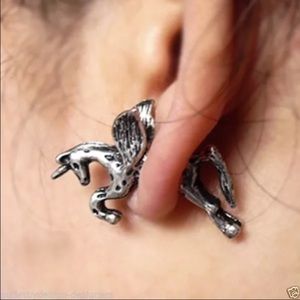 Pewter unicorn ear stud