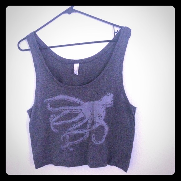 Limited edition octokitty gray crop tank