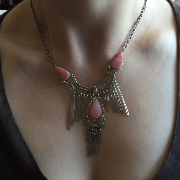 Sweet boho style silver and coral necklace