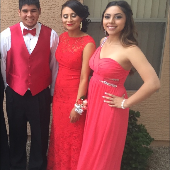 PINK PROM DRESS! USED ONCE. PEACH