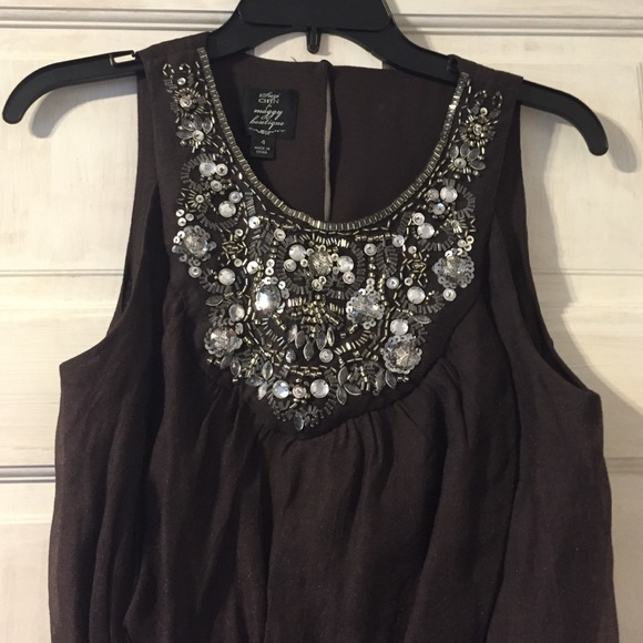 Suzi Chin for Maggy Boutique brown dress w details