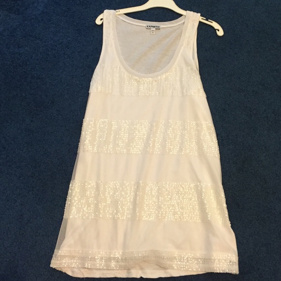 Express white sequin stripped tank