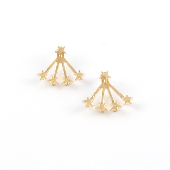 Star Studded Ear Jackets in gold Tone