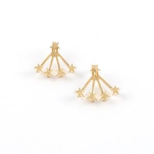 Star Studded Ear Jackets in gold Tone