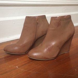 Tan wedge booties