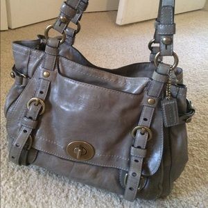Grey leather coach bag