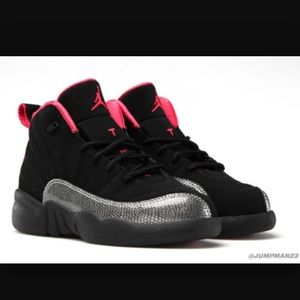 Black and pink Jordan 12s
