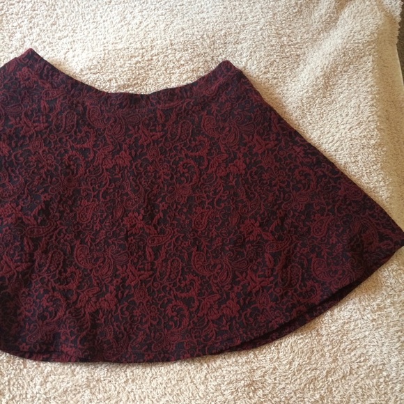 F21 Red and Black Knit Skater Skirt