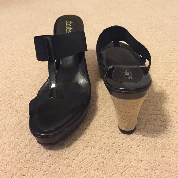 Black Wedge Sandals Size 12 by Charles David