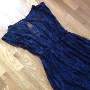 || navy floral lace dress