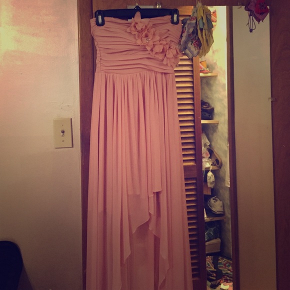 High low rose pink prom dress