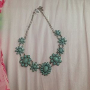 Teal and silver necklace
