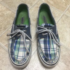 Blue/green plaid Sperrys 🎉