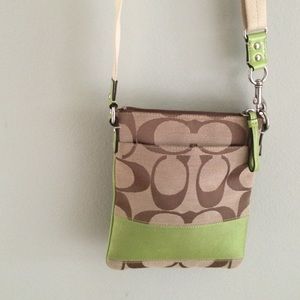 Lime green coach cross body purse