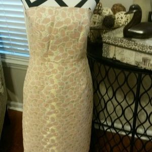 Merona Peach and Gold Strapless Dress