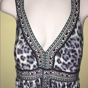 INC Green, Black & White Maxi Dress Size 8