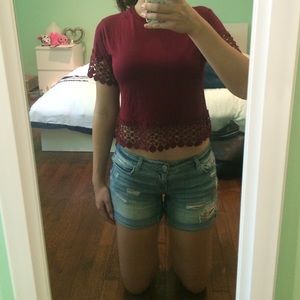 Red shirt crochet lining