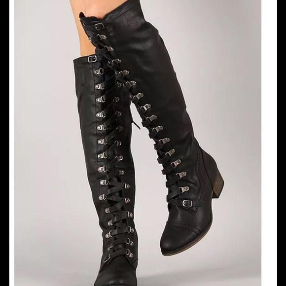 Breckelles Shoes - 👢HOST PICK👢 Black knee high lace up riding boots