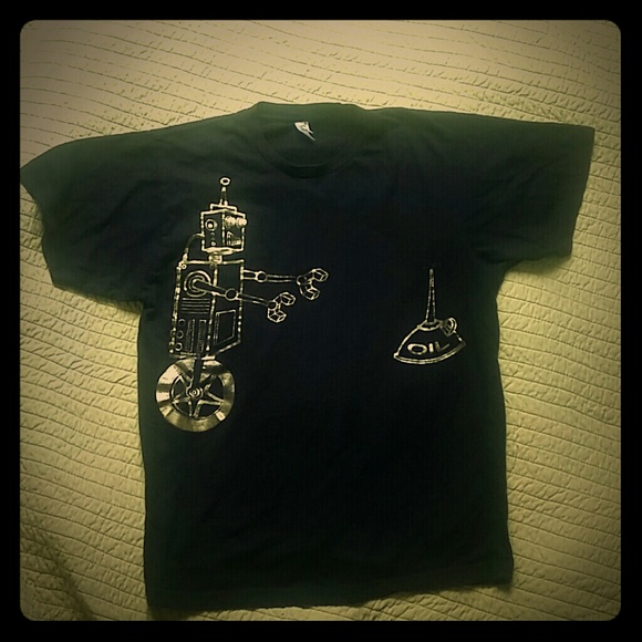 Black 100% cotton robot graphic tshurt