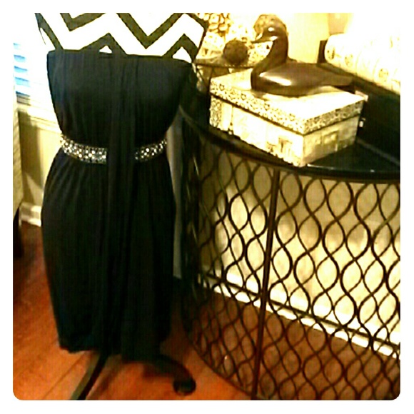 Marc Bouwer Navy Blue Strapless Cocktail Dress