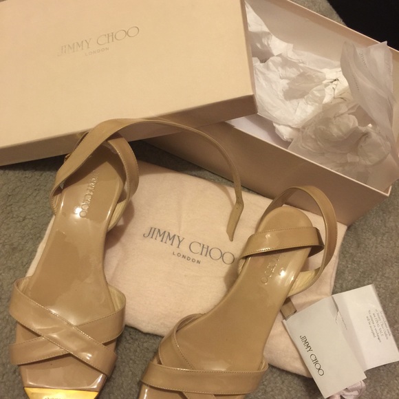 Jimmy Choo nude wedge sandals
