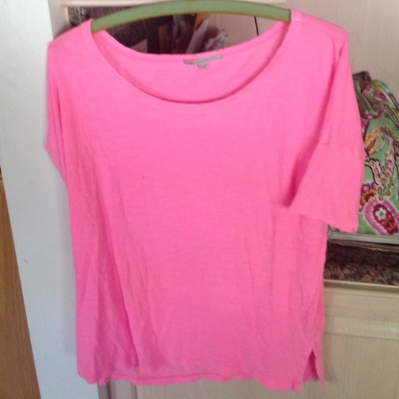 neon pink three quarter sleeved shirt