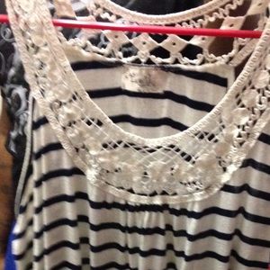 Beautiful Lace top sleeveless shirt w/ navy strips