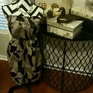 Taupe and Black Strapless Cocktail Dress