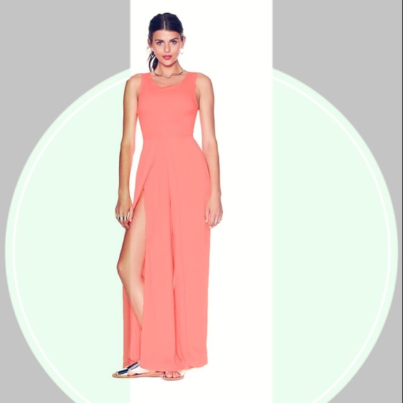 Nastygal Rehab Neon Coral Jumpsuit