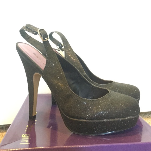 Black glitter heels