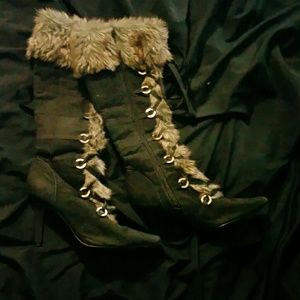 💕FLASH SALE💕POINTED TOE HEEL BOOTS WITH FAUX FUR
