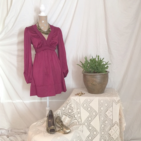 BCBG MAXAZRIA Burgundy Dress with Empire Waist