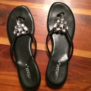 Black Jeweled Sandals