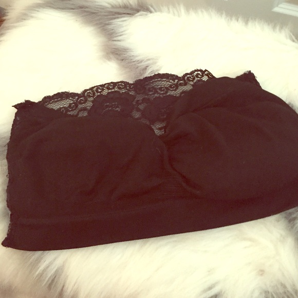 Tops - Black Lacey Bandeau Top