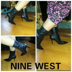 Black leather ankle boots