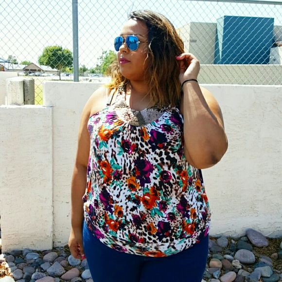 Lane Bryant Tops - Leopard and rose print top