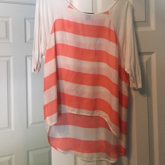 Orange white high to low shirt