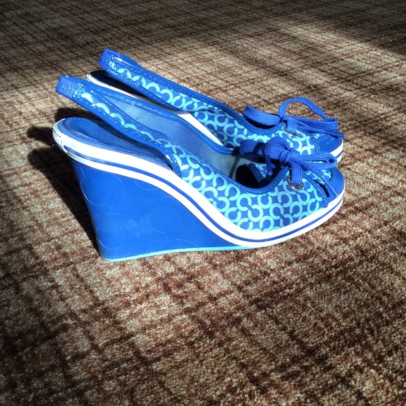 Coach royal blue and white wedges