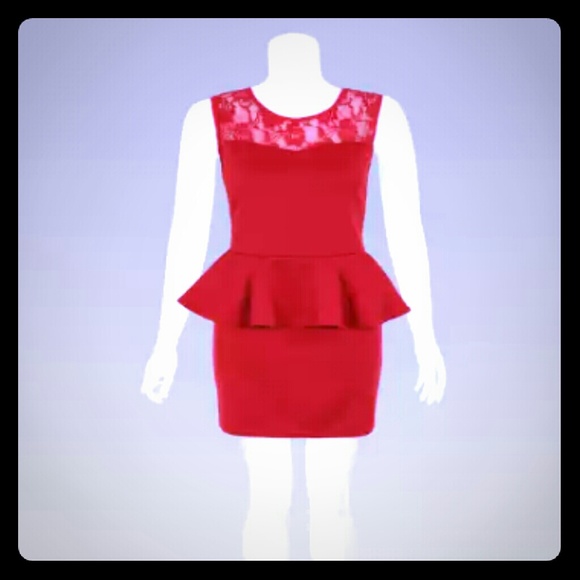 Burgundy bodycon peplum dress