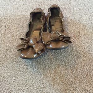 Brown pleather ballet flats